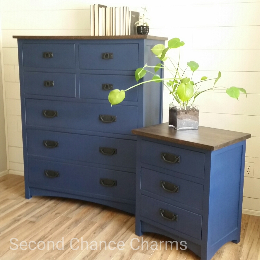 princess polly baby blue dress Refinished Blue and Colonial Maple Top Eight Drawer Dresser for Sale in  Pittsburgh, PA